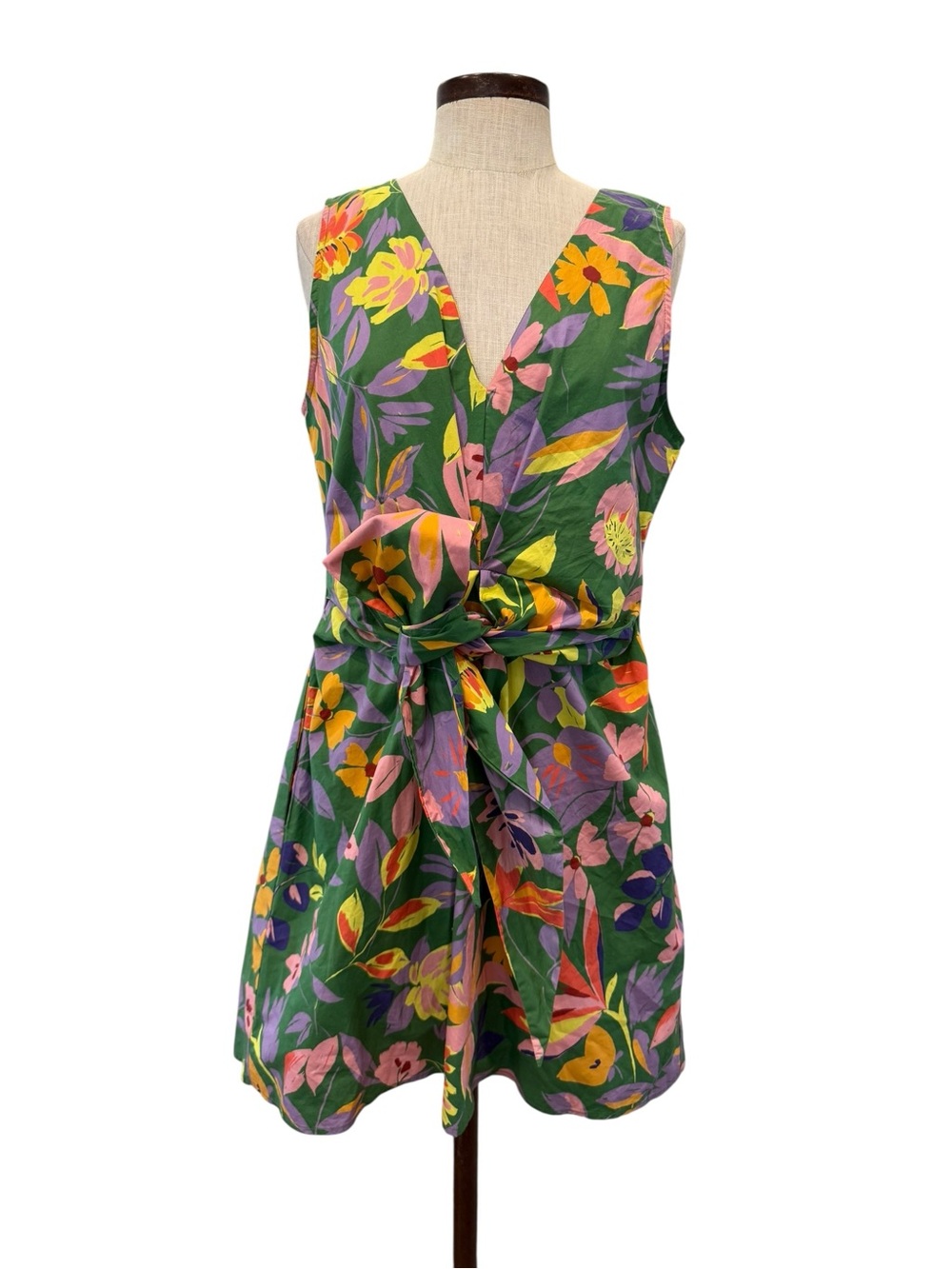 Corey Lynn Calter organic cotton floral tie front mini dress